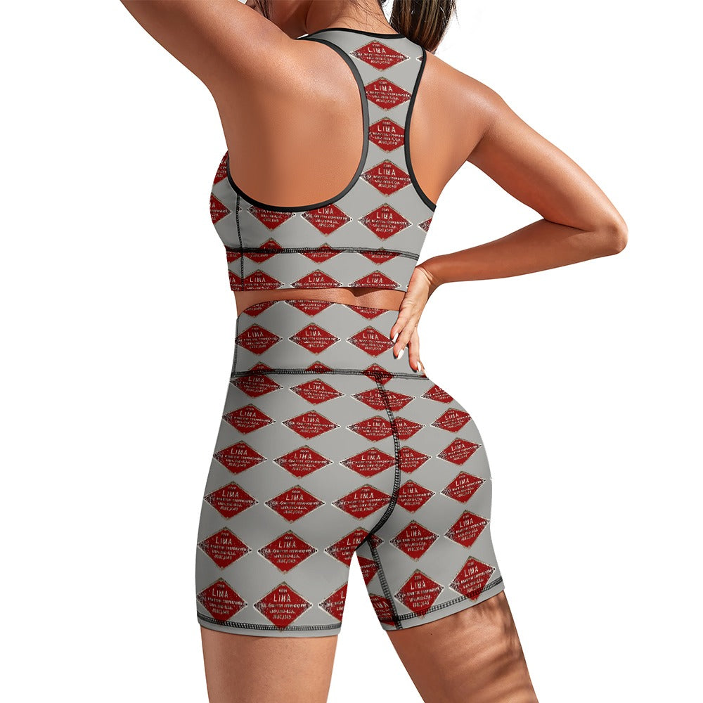 C&O 614 Builder's Plate Women's Yoga Top & Shorts Set
