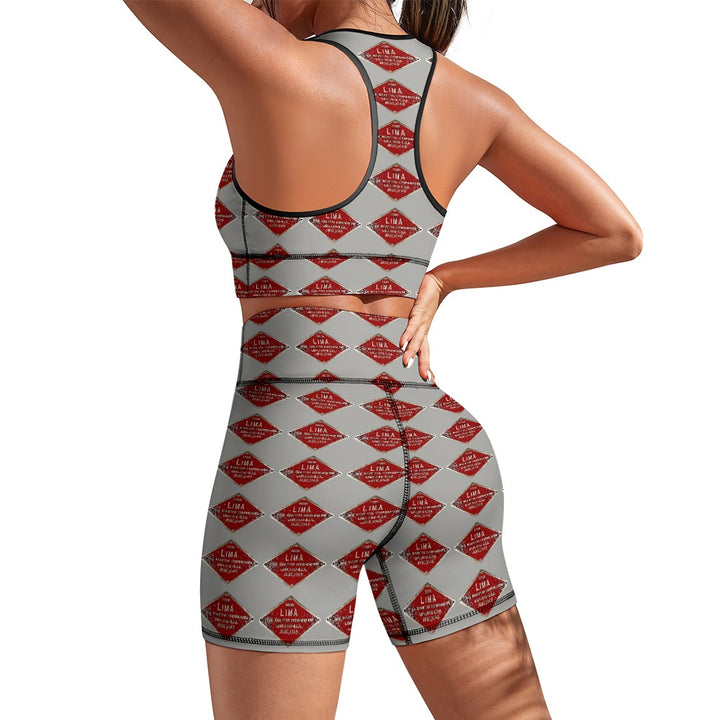 C&O 614 Builder's Plate Women's Yoga Top & Shorts Set