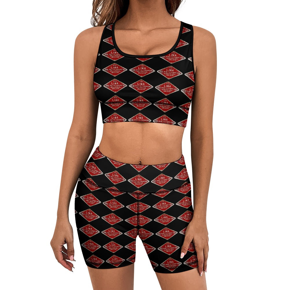 C&O 614 Builder's Plate Women's Yoga Top & Shorts Set