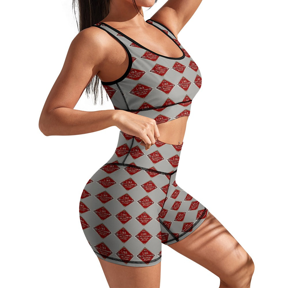 C&O 614 Builder's Plate Women's Yoga Top & Shorts Set