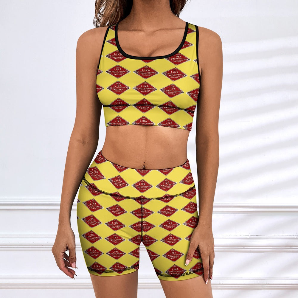 C&O 614 Builder's Plate Women's Yoga Top & Shorts Set