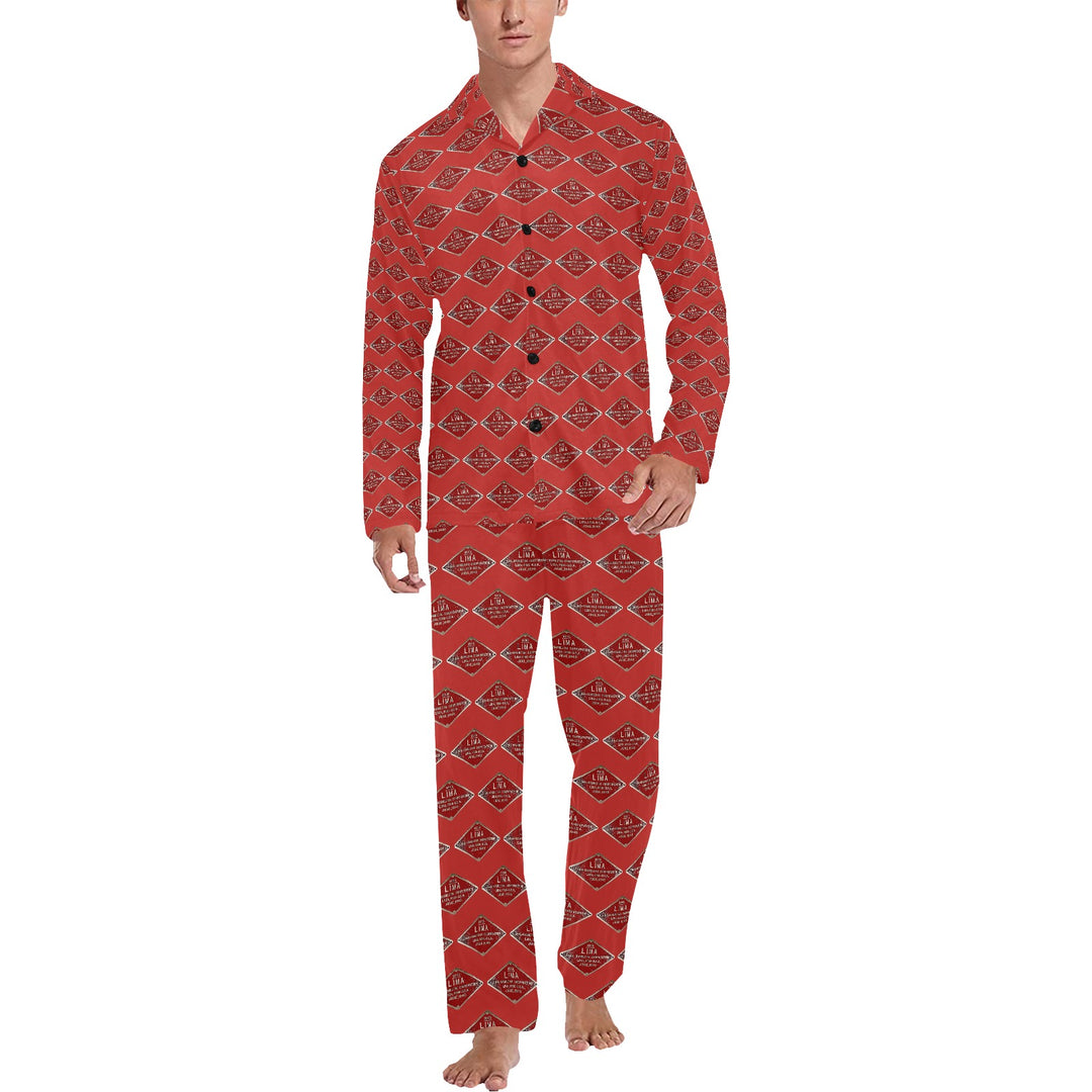 C&O 614 Builder's Plate Men's V-Neck Long Pajama Set