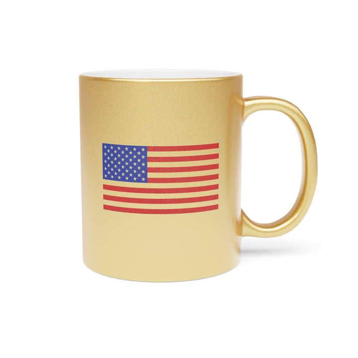 RJD America Metallic Mug — Patriotic Silver/Gold Coffee Cup
