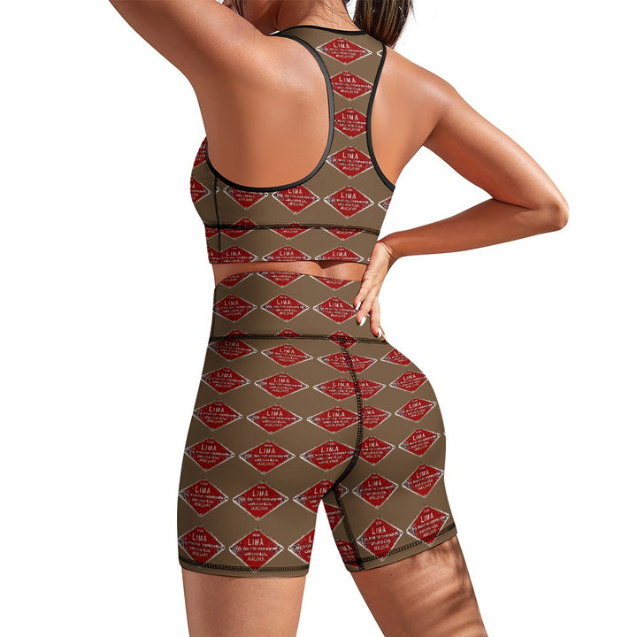 C&O 614 Builder's Plate Women's Yoga Top & Shorts Set