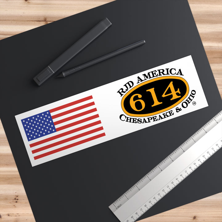 C&O 614/RJD America & U.S. Flag Bumper Sticker