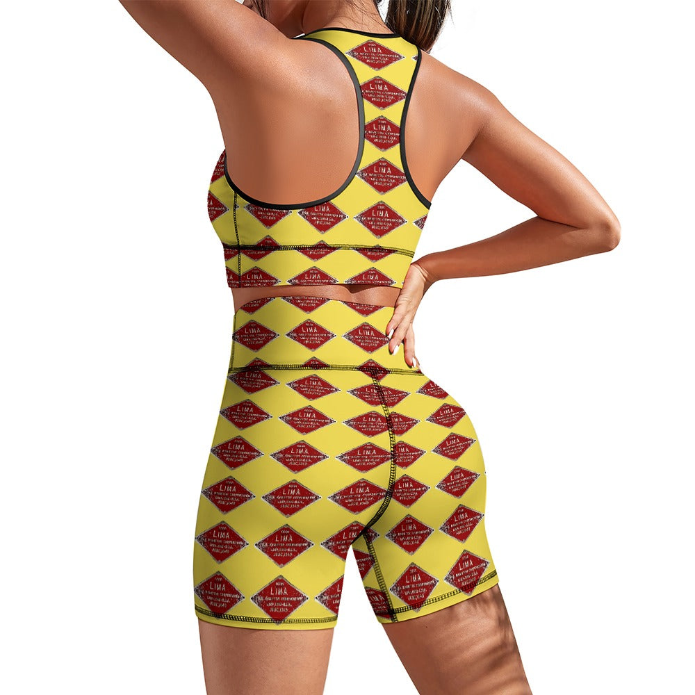 C&O 614 Builder's Plate Women's Yoga Top & Shorts Set