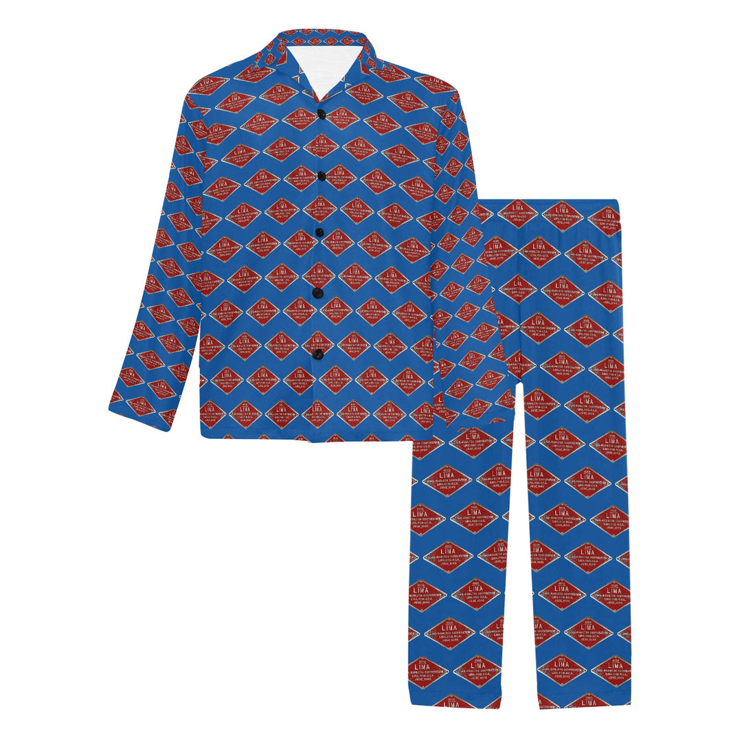 C&O 614 Builder's Plate Men's V-Neck Long Pajama Set
