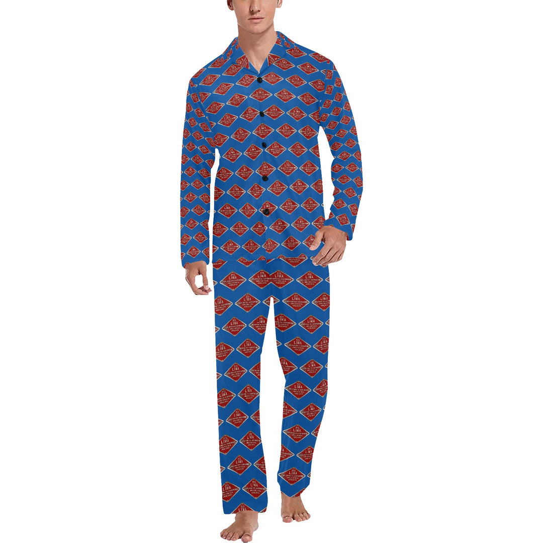 C&O 614 Builder's Plate Men's V-Neck Long Pajama Set