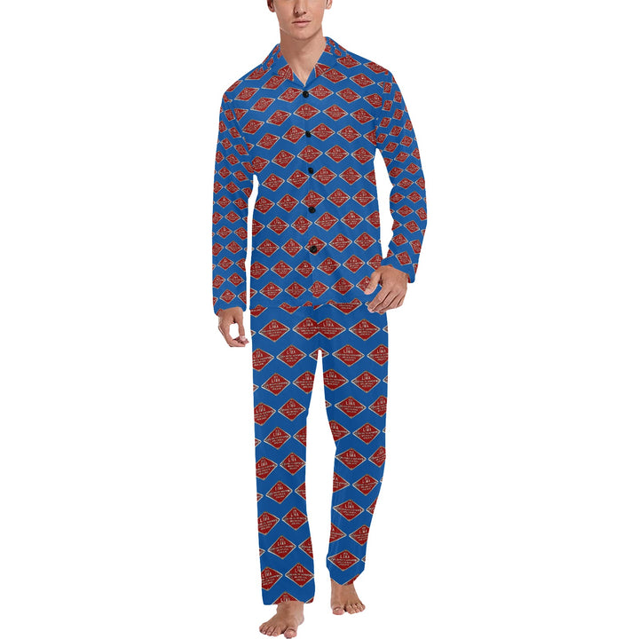C&O 614 Builder's Plate Men's V-Neck Long Pajama Set