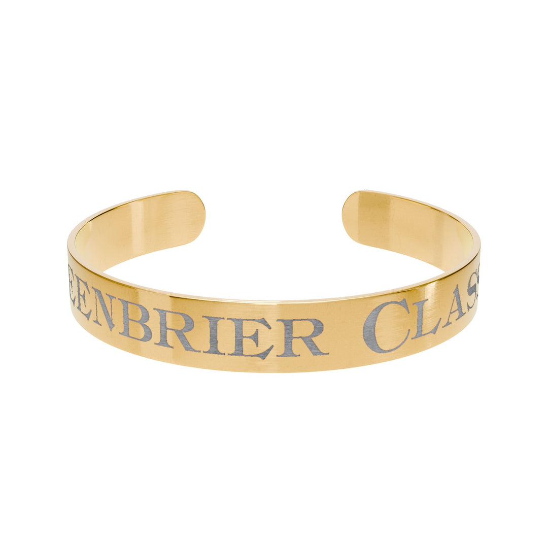 Engraved Rose Gold Cuff Bracelet — "614 Greenbrier Class J-3a"