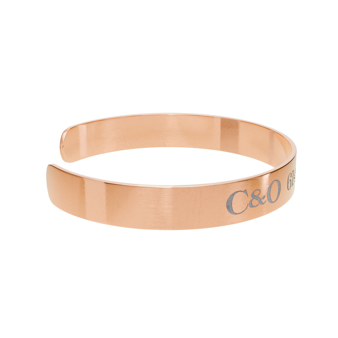 Engraved Copper Cuff Bracelet — "C&O 614 Strong"
