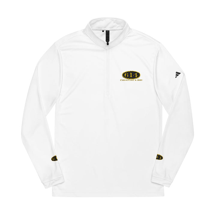 Quarter-Zip Pullover adidas® Embroidered C&O 614 Logo Detail White Performance Top