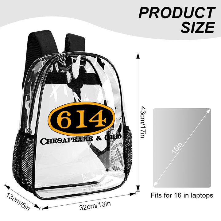 C&O 614 Number Plate Logo Transparent Bag, 17 Inch
