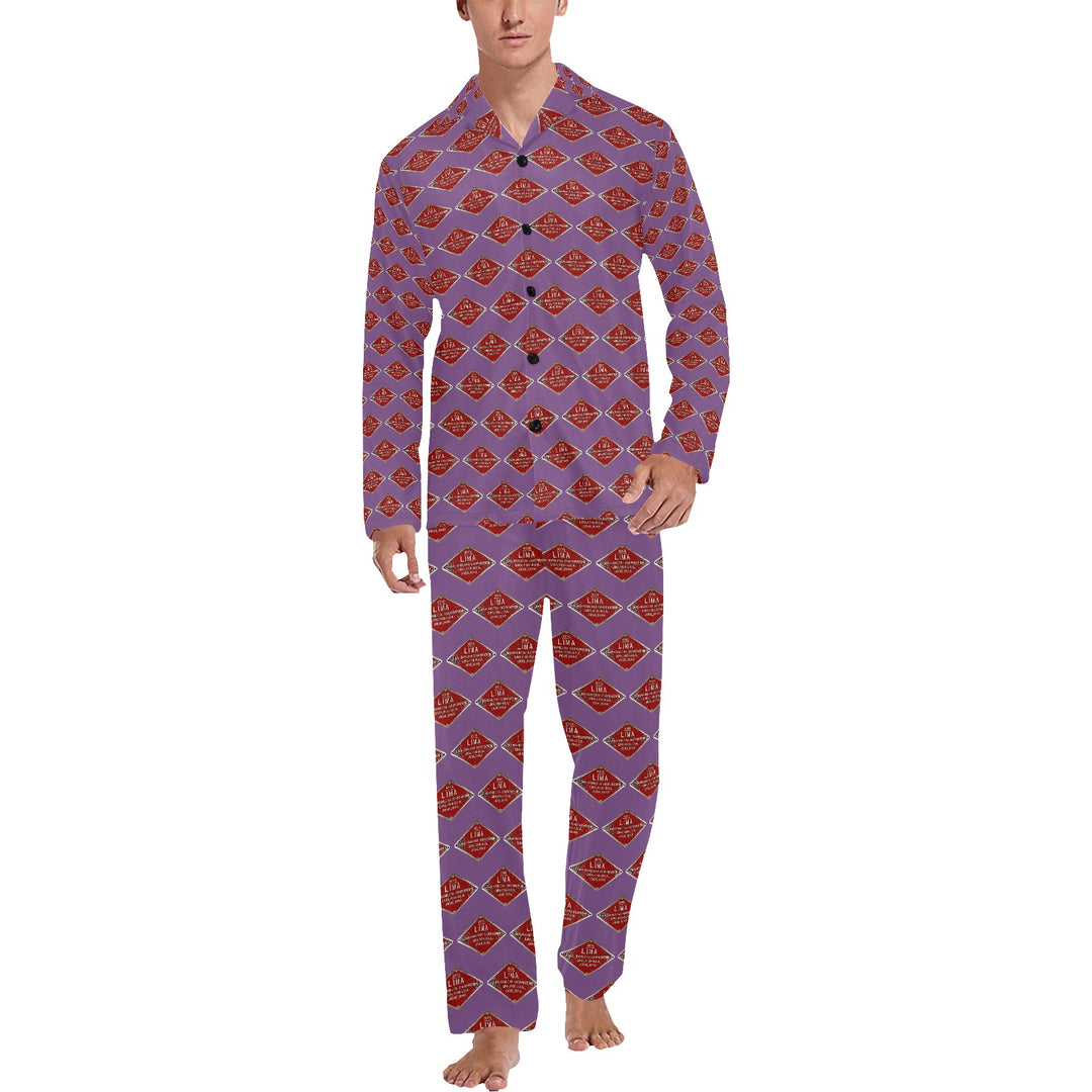 C&O 614 Builder's Plate Men's V-Neck Long Pajama Set