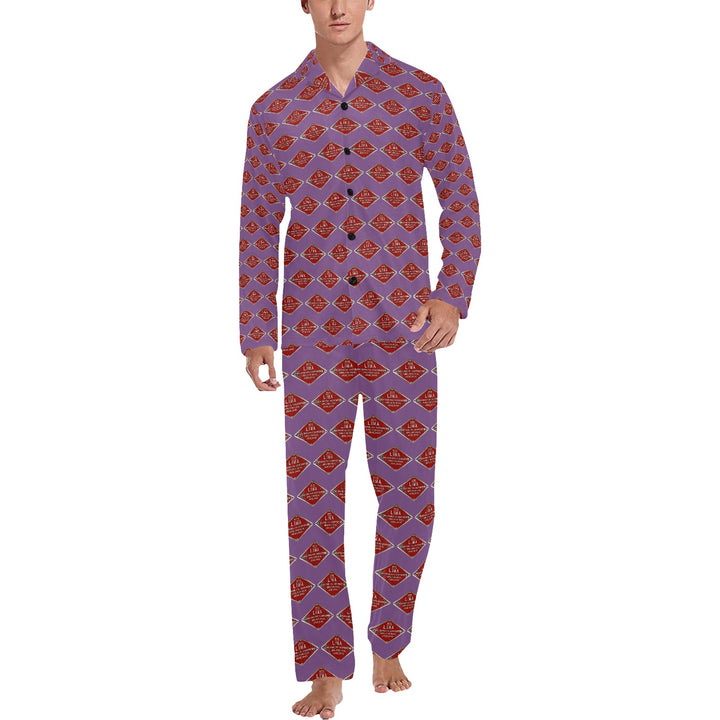 C&O 614 Builder's Plate Men's V-Neck Long Pajama Set