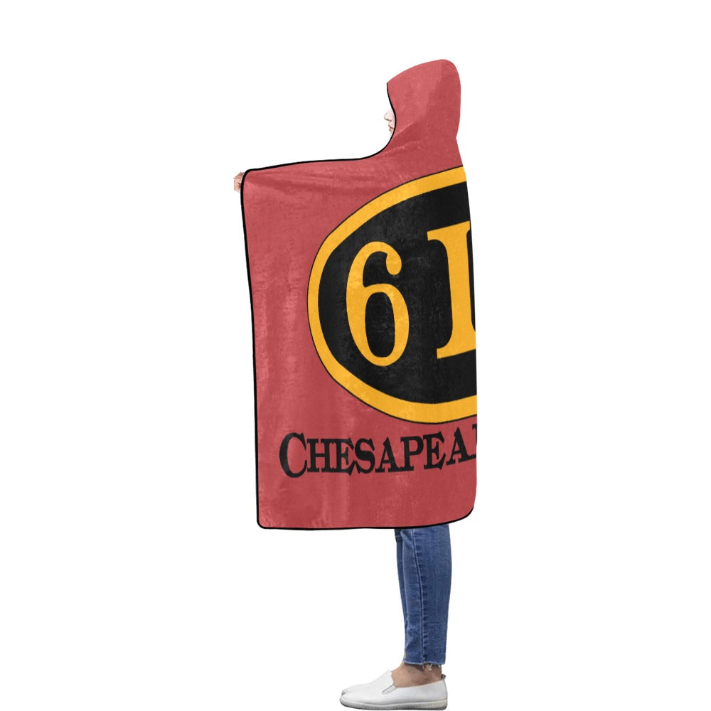 C&O 614 Number Plate Logo Hooded Fleece Blanket, 56 × 80 in