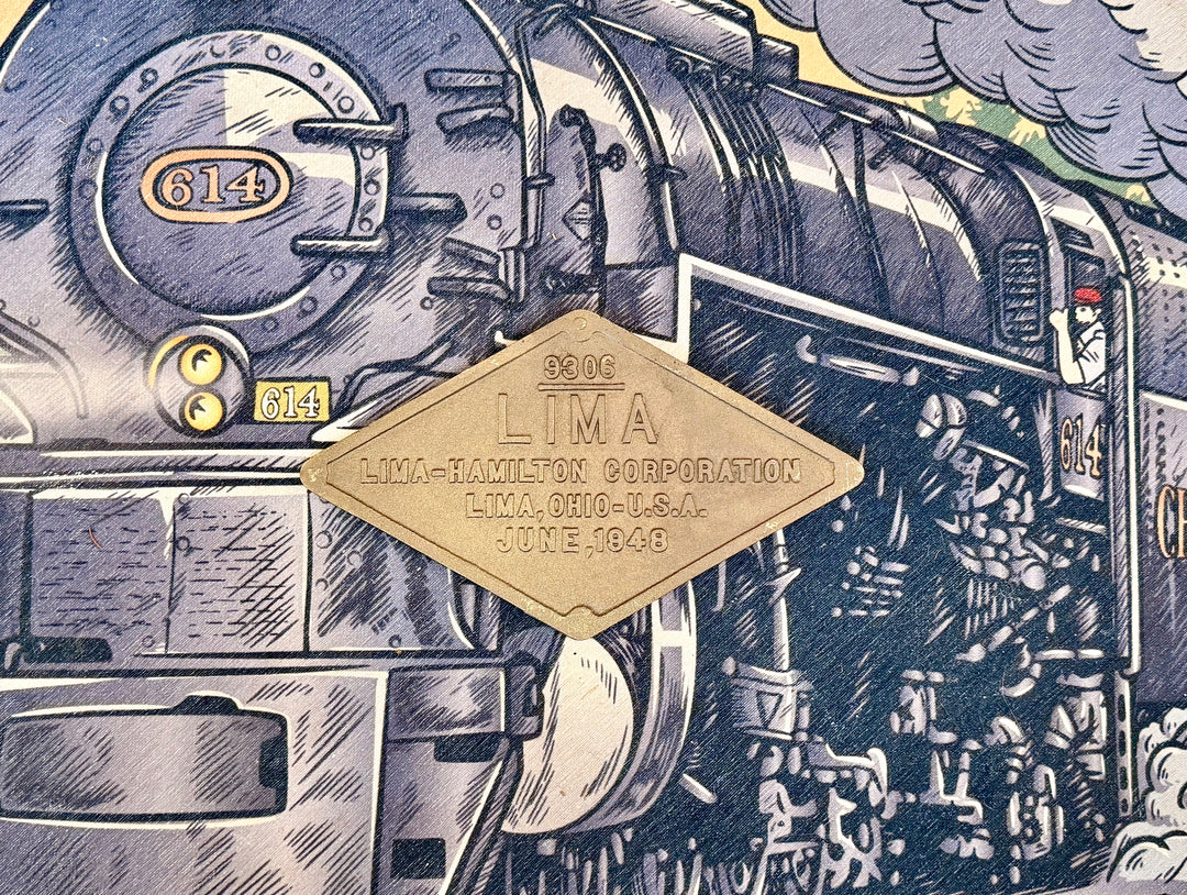 C&O 614 Builder's Plate Replica — Solid Bronze Casting