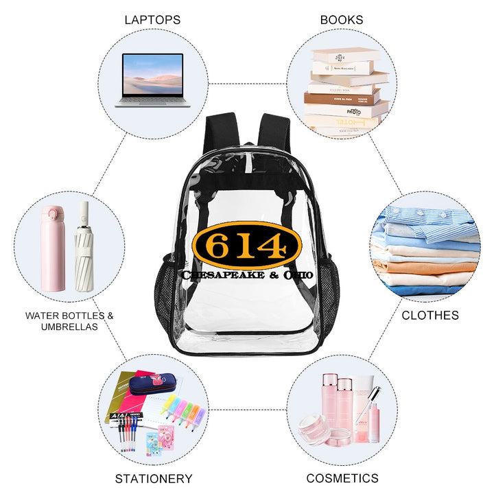 C&O 614 Number Plate Logo Transparent Bag, 17 Inch
