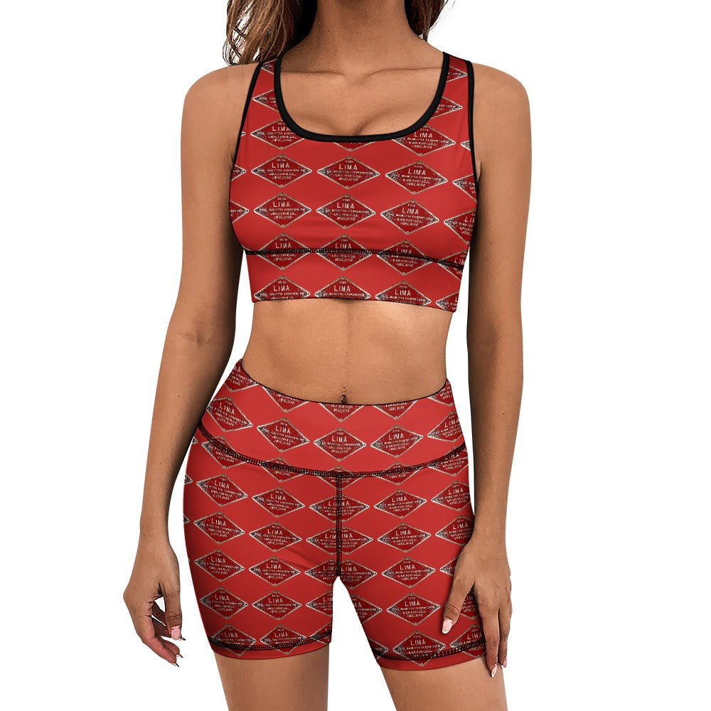 C&O 614 Builder's Plate Women's Yoga Top & Shorts Set