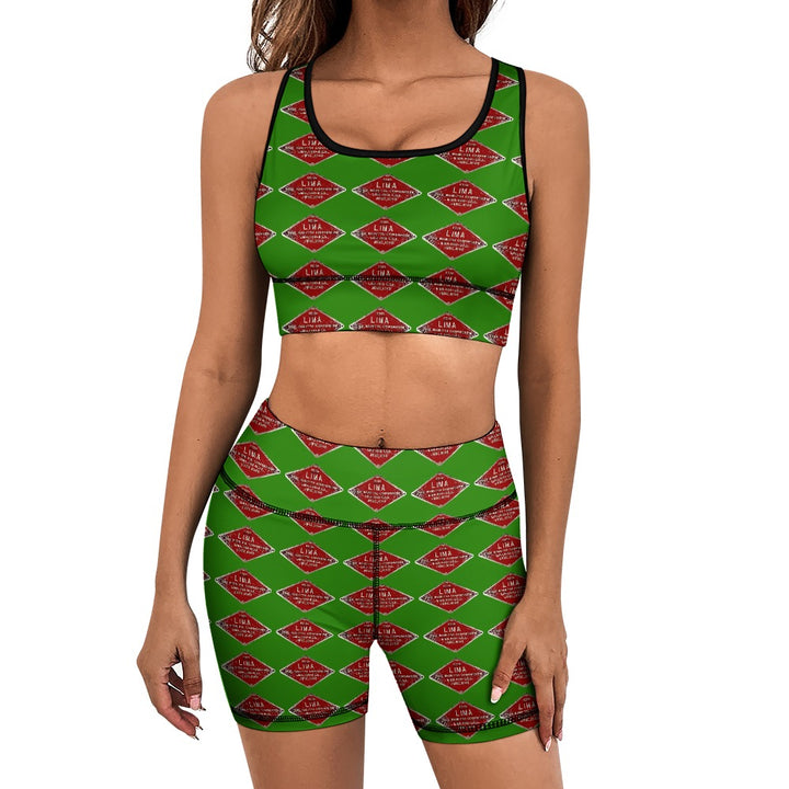 C&O 614 Builder's Plate Women's Yoga Top & Shorts Set