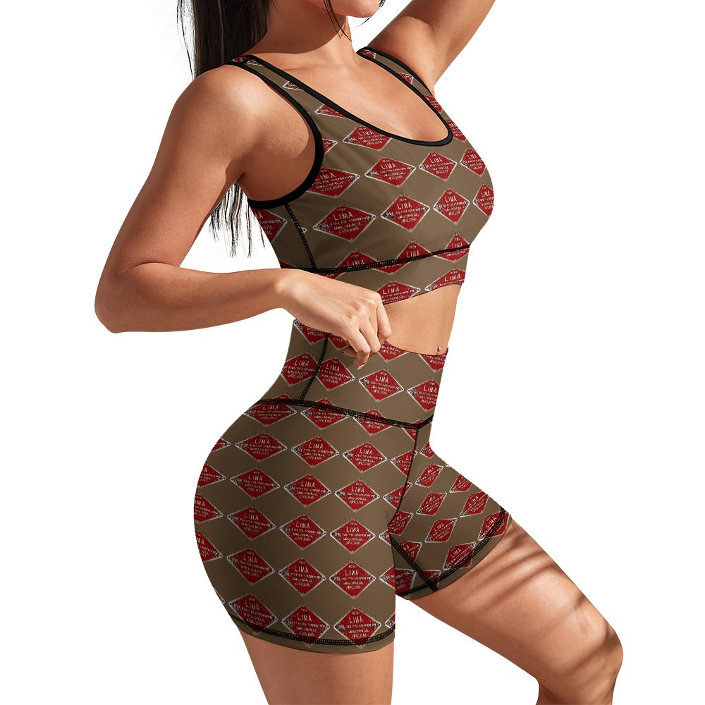 C&O 614 Builder's Plate Women's Yoga Top & Shorts Set