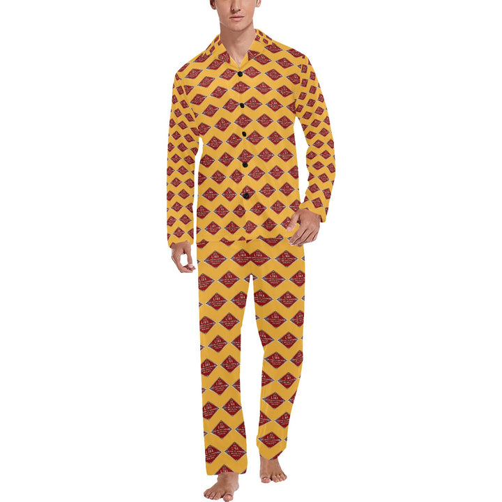C&O 614 Builder's Plate Men's V-Neck Long Pajama Set