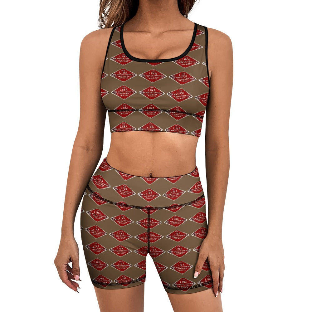 C&O 614 Builder's Plate Women's Yoga Top & Shorts Set