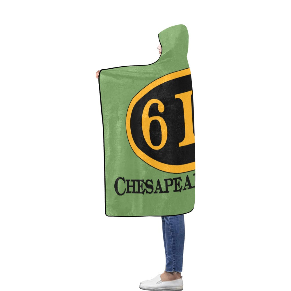 C&O 614 Number Plate Logo Hooded Fleece Blanket, 56 × 80 in