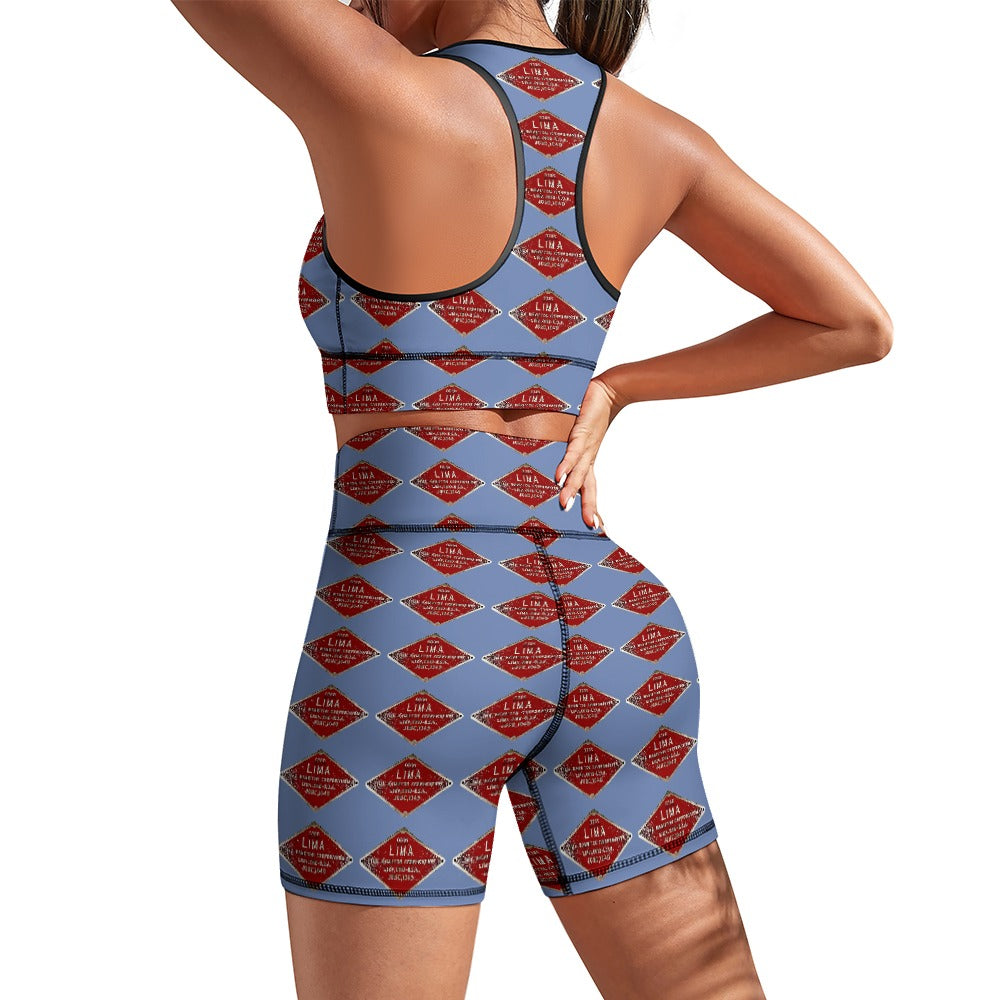 C&O 614 Builder's Plate Women's Yoga Top & Shorts Set