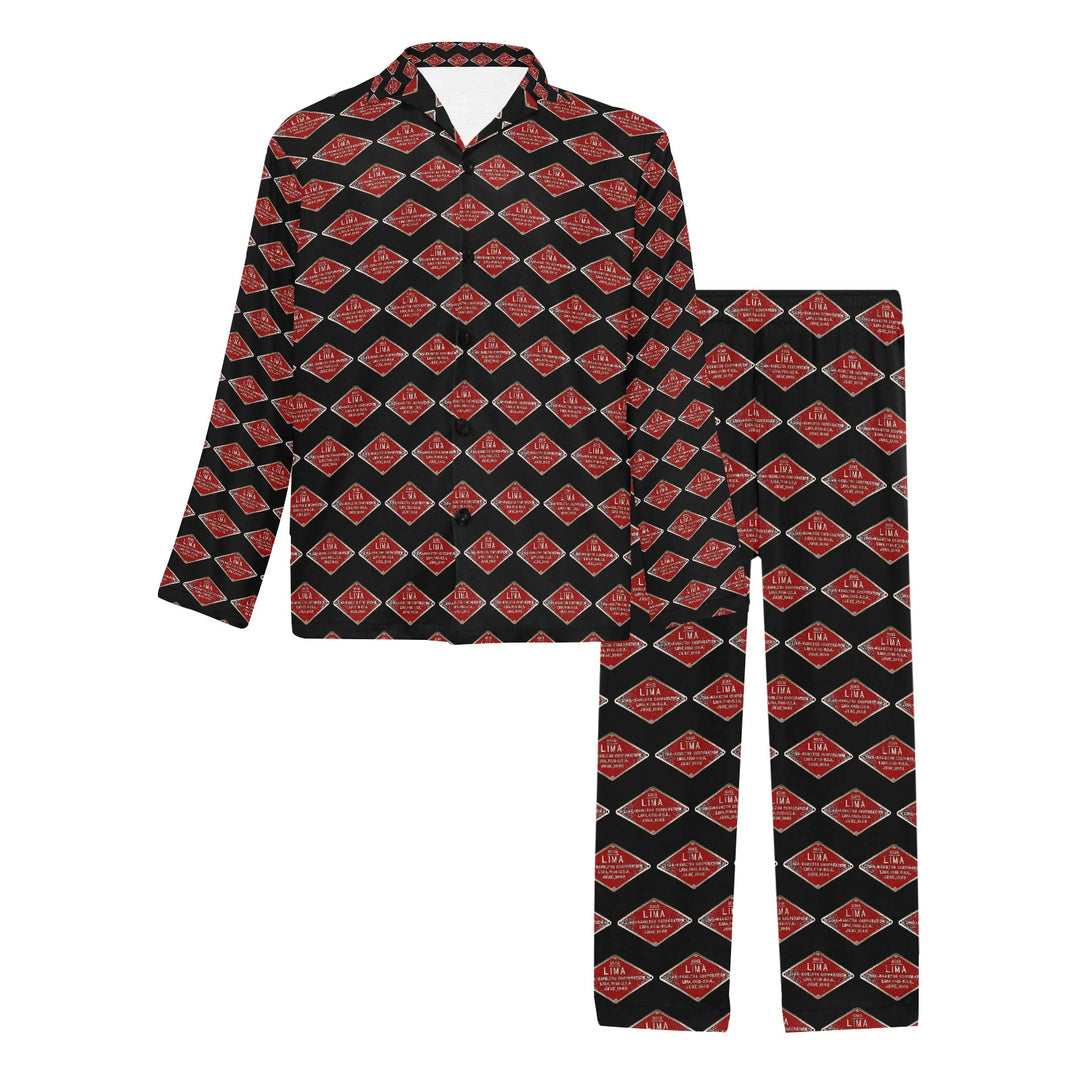 C&O 614 Builder's Plate Men's V-Neck Long Pajama Set
