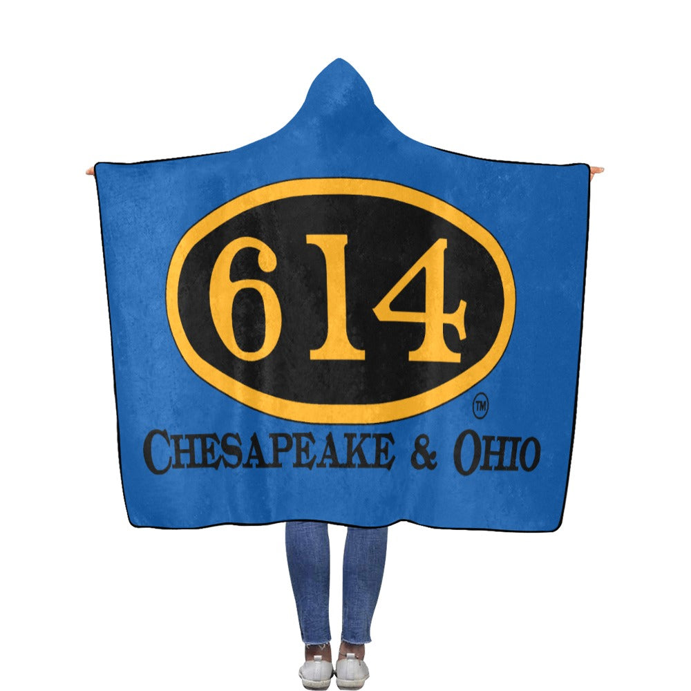 C&O 614 Number Plate Logo Hooded Fleece Blanket, 56 × 80 in
