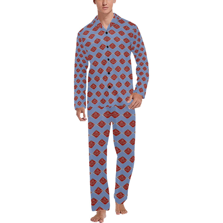 C&O 614 Builder's Plate Men's V-Neck Long Pajama Set