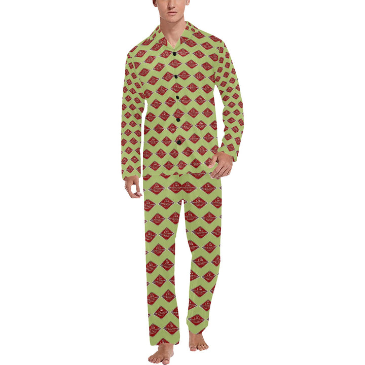 C&O 614 Builder's Plate Men's V-Neck Long Pajama Set