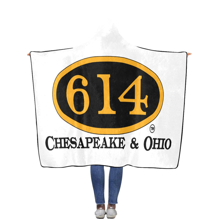 C&O 614 Number Plate Logo Hooded Fleece Blanket, 56 × 80 in