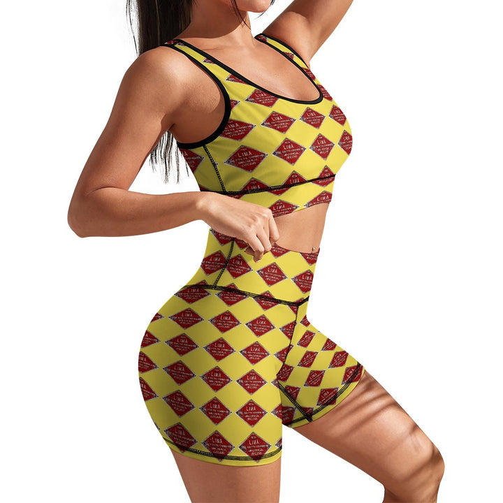 C&O 614 Builder's Plate Women's Yoga Top & Shorts Set