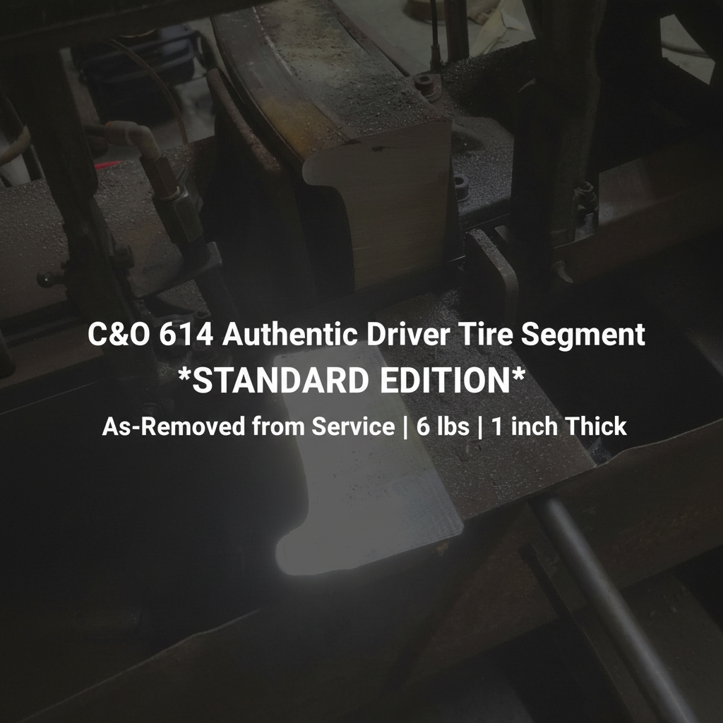 C&O 614 Authentic Driver Tire Segment — Standard Edition, As-Removed from Service, 6 lbs, 1 inch thick